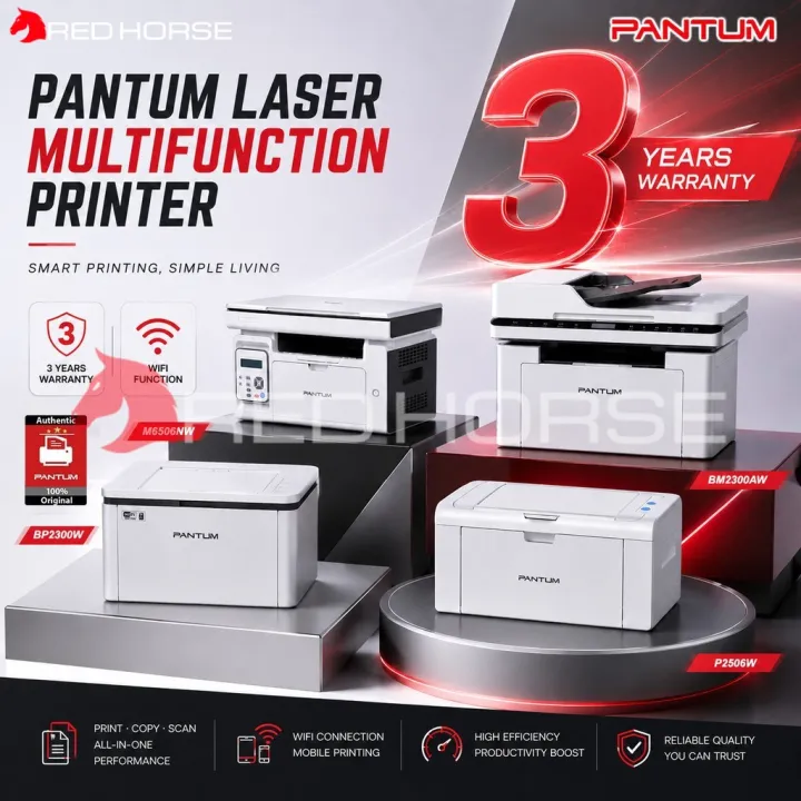 RED HORSE Pantum M6506NW | BM2300AW | BP2300W | P2506W Mono Laser Multifunction Printer (Print/Copy/Scan)
