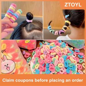 【ZTOYL】 ชุดยางรัดผมสีสันสดใสสำหรับเด็กผู้หญิง100ชิ้นยางไนลอนยืดหยุ่นสูงวงผมของเด็กๆมัดผมเครื่องประดับผม