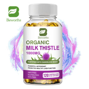 BEWORTHS Suplemen Herbal Detoksifikasi Hati & Kesehatan Jantung Silymarin & Daun Bunga Tanaman Hijau 1000mg - Kapsul 120