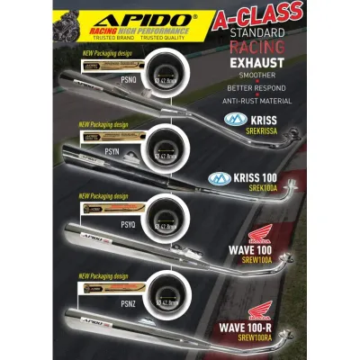 APIDO STANDARD CUTTING RACING EXHAUST EX5 DREAM WAVE100 WAVE100R KRISS100 KRISS110 EX90 DY90 DASH125 FI MR2 WAVE ALPHA EFI EXZOS PIPE PAIP STD