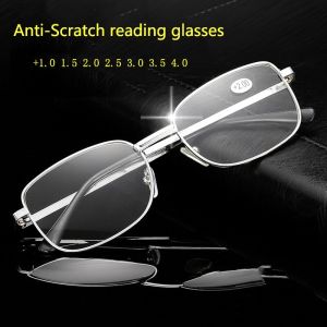 Alloy Metal Reading Glasses Women Men Full Rim Clear Anti-Scratch Farsightedness Glasses Presbyopia Diopter +1.0+1.5+2.0+2.5+3.0+3.5+4.0