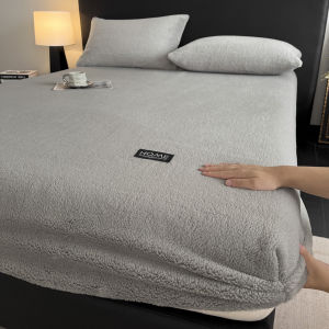 【Super low price】Autumn Winter Warm Fleece Fitted Sheets and Pillowcases Solid Color Non Slip Mattress Protector Cover with Deep Pocket Bedspread