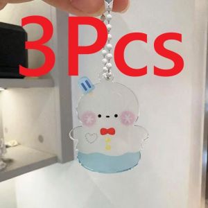 3Pcs/Pack Love and Deepspace Snowman Figure Keychain Transparent Blue Quicksand Acrylic Christmas Present for Girlfriend
