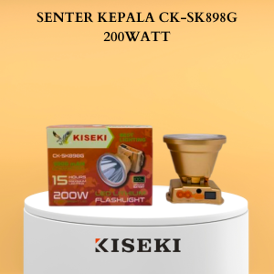 Kiseki Senter Kepala CK-SK898G Cahaya Putih 200Watt 9900mAH Kapasitas Baterai Tahan Hingga  15 Jam Mode Penerangan