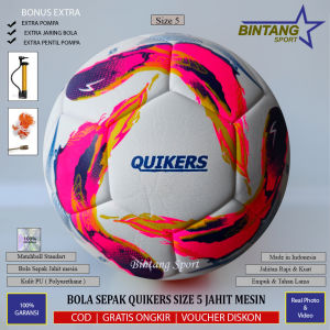 Bola Sepak Size 5 Quikers Edisi Palapa Champion Jahit Mesin Untuk Latihan dan Pertandingan