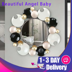 67x65cm Light Luxury Waltz Creative Round Element Iron Wall Decoration Mirror