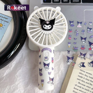 Rokee Kipas Angin Mini Portable Genggam Karakter Kartun Kuromi Cinnamoroll Sanrio Family Rechargeable FREE STICKER LUCU