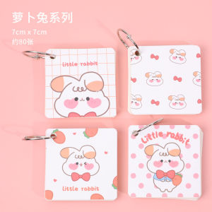 1Pc/1Book Square Cartoon Paper Cover Iron Ring Notepad Craft Paper Pad Plain Mini Memo Notepad Mini Notebook Memory Card
