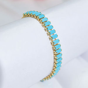 SEQUITO New Fashion Women Jewelry Silver Color Golden Pave Setting Colorful AAA Baguette Cut Cubic Zirconia Clothing Accessories Anniversary Gift B302