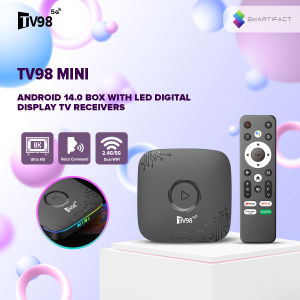 Smartifact  8K HD TV98 Mini Android 14.0 Box 8+128GB 2.4G/5G Dual WiFi Bluetooth5.2 Android 14 Voice Remote Control LED Digital Display TV Receivers