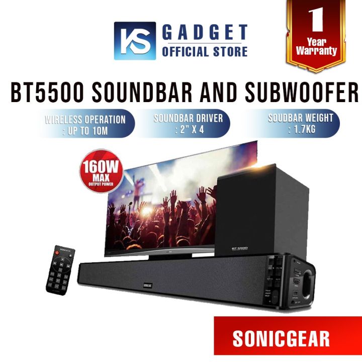 READY STOCK!!!!! SonicGear BT5500 SOUNDBAR WITH WIRELESS SUBWOOFER / 1
