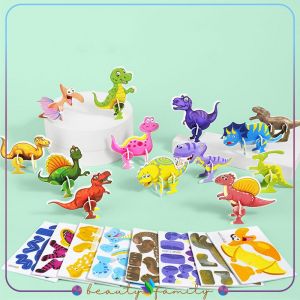 BF-M358 Mainan Edukasi Anak DIY Puzzle 3D Mini Motif Dino Animal Serangga Pesawat Bongkar Pasang
