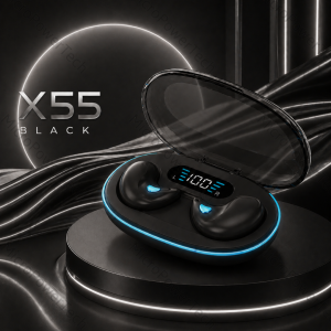 X55 Hi-Fi Sound Wireless Bluetooth Eabuds with Noise Cancelling Waterproof Ergonomic Design Sleeping Earphones and Slim Pads