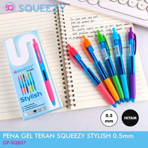 Pulpen Gel Tekan Warna | Gel Pen Click Colour SQ 0.5mm SQ807 (1Pck)