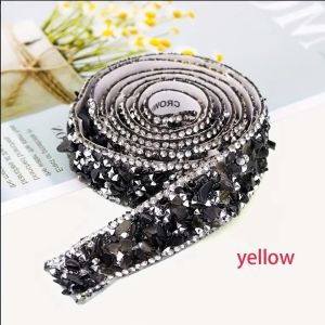 LUMIQLO Tự dính Dải đá pha lê Đá dăm Đầy màu sắc Viền đá pha lê nghiền Phụ kiện trang trí vải Vật liệu nhựa Băng dán đá pha lê nhựa nhiều màu sắc Phụ Kiện May Mặc