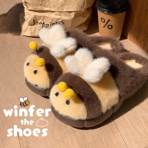 Cute Little Bee Slippers For Women 2025 Autumn New Model Adorable Home Shoes That Can Be Worn Outside Fluffy WomenS Shoes Wholesale