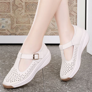 Platform Sandals Womens Toe Wedge Shoes Summer New Hollow Mom Shoes Summer Soft-soled Womens Shoes