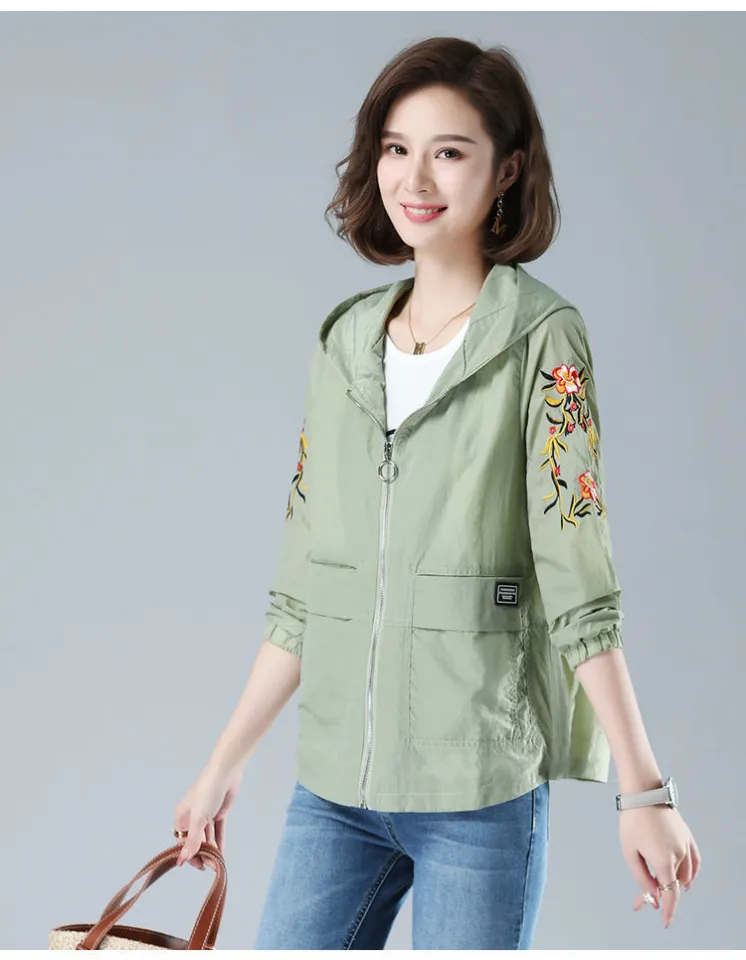 New Summer Jacket Thin Coat Long Sleeve Sunscreen Jacket Hooded Windproof  Women's Casual Coat Plus Size