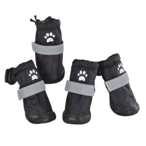 SUN ME 4pcs/set Anti-slip Pet Dog Shoes Waterproof Wear Resistant Pet Rain Shoes Adorable Reflective Puppy Booties Outdoor