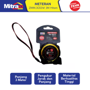 Zehn Meteran Pengukur ZMm.3G53W 3 Meter Hitam