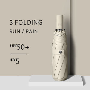 Portable Umbrella Women's Men's Weatherproof Three-fold Wind-resistant Folding Umbrella