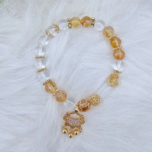 Ready Stock SG - Citrine Clear Quartz Longevity Lock Crystal Bracelet Handmade Natural Healing Crystal Bracelets