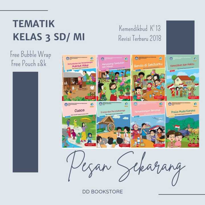 Buku Tematik Kelas 3 SD / MI Tema 1 2 3 4 5 6 7 8 dan PAI Dikbud K13 ...