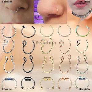 [COD] Beaution Stainless Steel Fake Nose Ring Hoop Septum Rings C Clip Lip Ring Earring For Women Fake Piercing Body Jewelry Non-Pierced