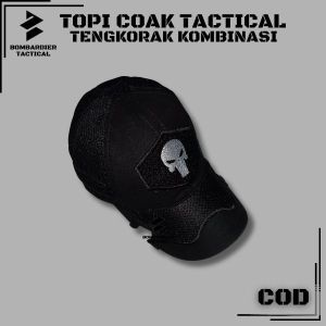 Terbaru Topi coak tactical kombinasi bordir logo tengkorak hitam cod