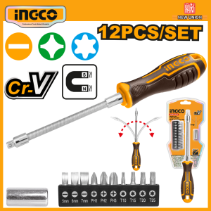 INGCO 12PCS SCREWDRIVER SET | FLEXIBLE SHAFT | AKSDFL1208