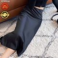 Chân váy lụa satin dáng ôm dài qua gối kiểu hàn quốc lưng cao body bút chì phong cách midi công sở đẹp WTAShop.. 