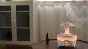 New Water Drop Aroma Diffuser Humidifier for Home Large Mist Volume Desktop Silent Remote-Controlled Essential Oil Diffuser