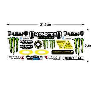 Quái vật phản chiếu Nhãn dán mô tô không thấm nước GoPro Logo Mũ bảo hiểm khi đi xe đạp cơ thể tạo kiểu cho xe đề can nhựa Vinyl cho vespa YAMAHA Honda