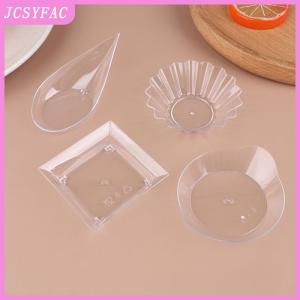 JCSYFAC  10Pcs Transparent Mini Appetizer Plates Ice Cream Cup Plastic Fruit Candy Cake Jelly Yogurt Mousse Dessert Container Pastry Tool