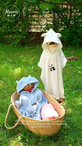 Baby Hooded Bath Towel Cartoon Bathrobe Shower Blanket Quick Dry Soft Cape for Infant Strong Absorbent Breathable Poncho