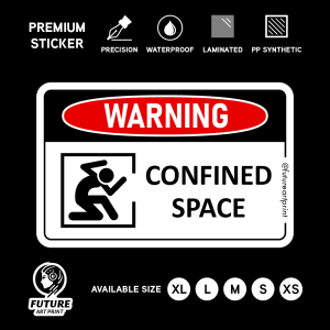 Confined Space. Safety Sticker Sign Label Signage Danger Warning Caution. Confine Small Area Place.