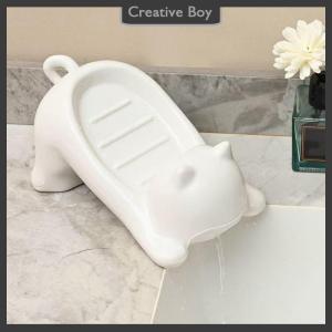 [Creative] Cat Shape Soap Box Cartoon Soap Dish Drainable Storage Holder Soap Container Storage Dish Household Bathroom Accessories