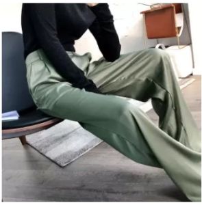 Alisa Sonya กางเกงขากว้างเอวสูงผ้าซาตินสําหรับผู้หญิงกางเกงขายาวแฟชั่นแฟนซีหรูหราทรงหลวมสําหรับฤดูร้อน