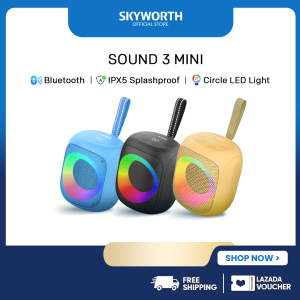 Skyworth On-the-Go Essential Portable Sound 3 Mini Speaker IPX5 Splashproof Bluetooth 5.0 Circle LED Light