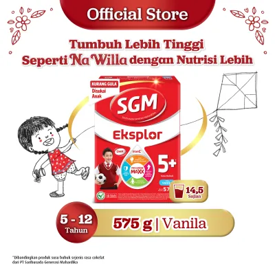 SGM Eksplor 5+ dengan IronC Susu Bubuk Rasa Vanilla 575gr - Untuk Usia 5-12 Tahun