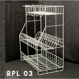 Rak piring besi 3 Susun + cantolan gelas