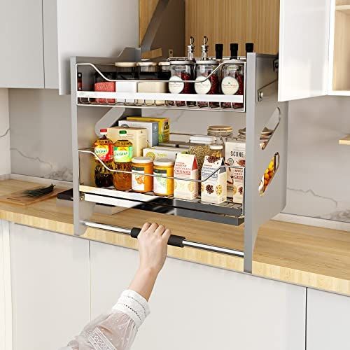 Pull Down Condiments Rack Condiments Organizer Kitchen Rack