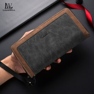 LouisWill Fashion Long Wallet Mens Soft PU Long Wallet Multi-Card Position Vintage PU Frosted Wallet Multi-Functional Wallet Large Capacity Purse ID Credit Cards Holders Coin Pouch PU Leather Coin Bag Business Wallets