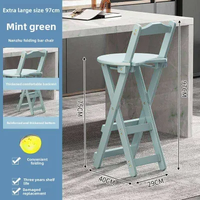 Foldable Chair Solid Wood Home Space Saving Portable Outdoor Bar Restaurant Stool Bar Chair With Back