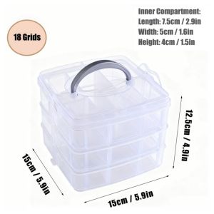 Removable 3-Layer 18/30 Grids Storage Box Plastic Organizer Transparent Toys Jewelry Cosmetic Box