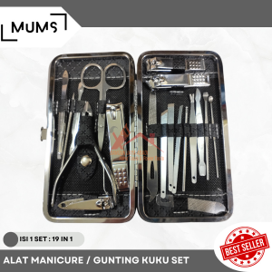 BJA Paket Perlengkapan Nail Art 19in1 Alat Manicure Pedicure Set Perawatan Kuku - Kulit Area Sekitar Kuku - Pembersih Telinga - Gunting Merapikan Alis Mata / Gunting Kuku Set 19 In 1 / Alat Manikur Pedikur Set 19 Pcs