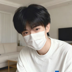 Wig Mens Short Straight Hair Korean Oblique Bangs Black High Temperature Silk Wig Cover