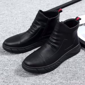 ㊖ Bốt Nam Da Thật Kiểu Hot Douyin Bốt Da Bò Công Sở Bốt Nam Thời Trang Thường Ngày Giày Nam Cao Cổ Giữ Ấm Có Khóa Kéo Bên Hông
