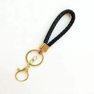 Rope Keychain Multi-color Braided PU Leather Keychain Metal Lobster Clasp Keyring Backpack Pendant Ornamen