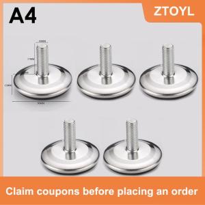 【ZTOYL】 5 chiếc chân đồ nội thất bằng thép Chân đế chống trượt chân tủ để bàn chân đế cân bằng điều chỉnh được vít M8 M10 15mm-27mm